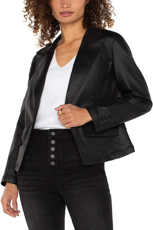 Notch Collar One Button Blazer