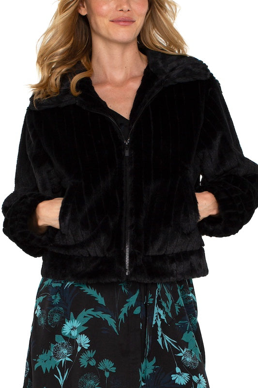 Zip Up Vegan Fur Jacket