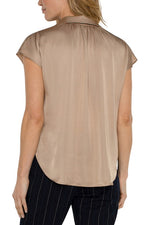 Dolman Sleeve Blouse with Collar & Button Front