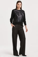 Moira Pleather Front Sweater