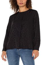 Long Sleeve Popover Woven Blouse