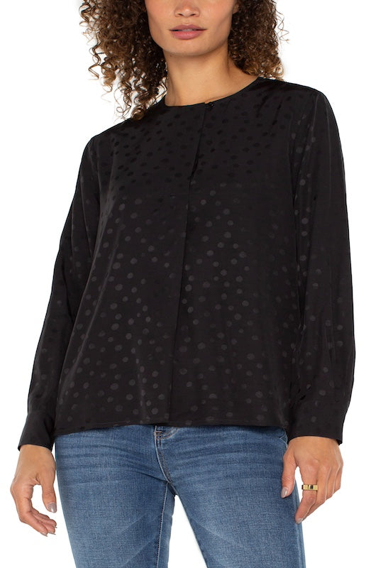 Long Sleeve Popover Woven Blouse