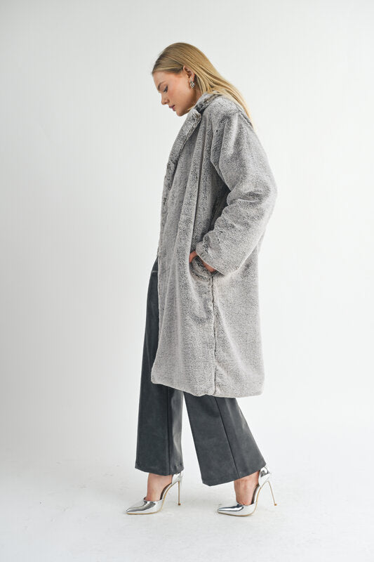 Daring 2 Tone Vegan Fur Coat