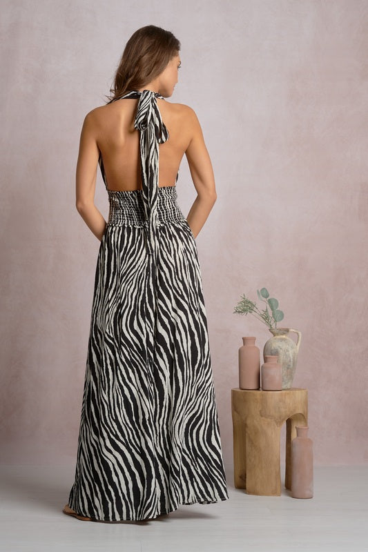 halter smock dress BIUBIU Plus Size Knee Length Halter Smock Dress With Tropical Floral Print  Sleeveless And Tie Front For Resort Vacation Elegant Summer