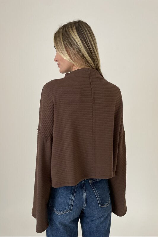 Kayla Ribbed Exposed Hem Long Sleeve