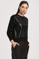 Moira Pleather Front Sweater