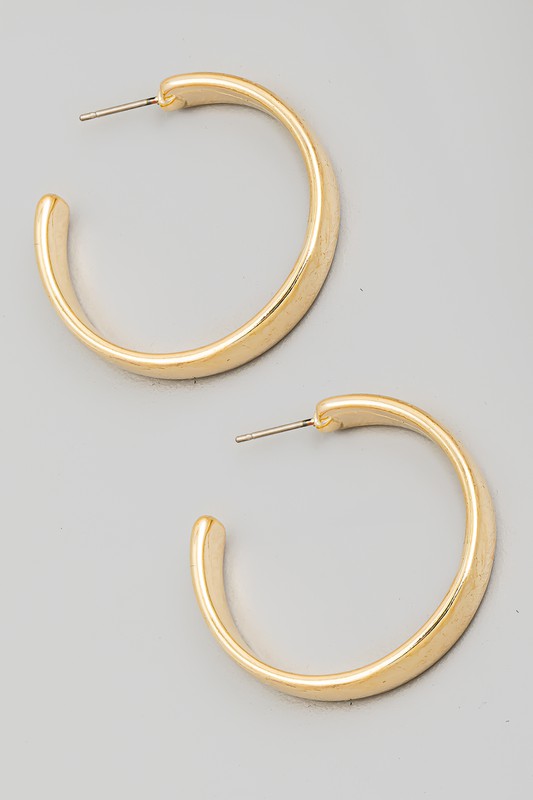 Flat Wide Metallic Hoop Earrings