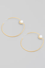 Pearl Wire Hoop Earrings