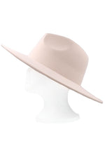 Bandless Faux Wool Wide Brim Fedora Hat