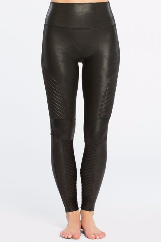 SPANX® Medium Control Black Faux Leather Shaping Leggings