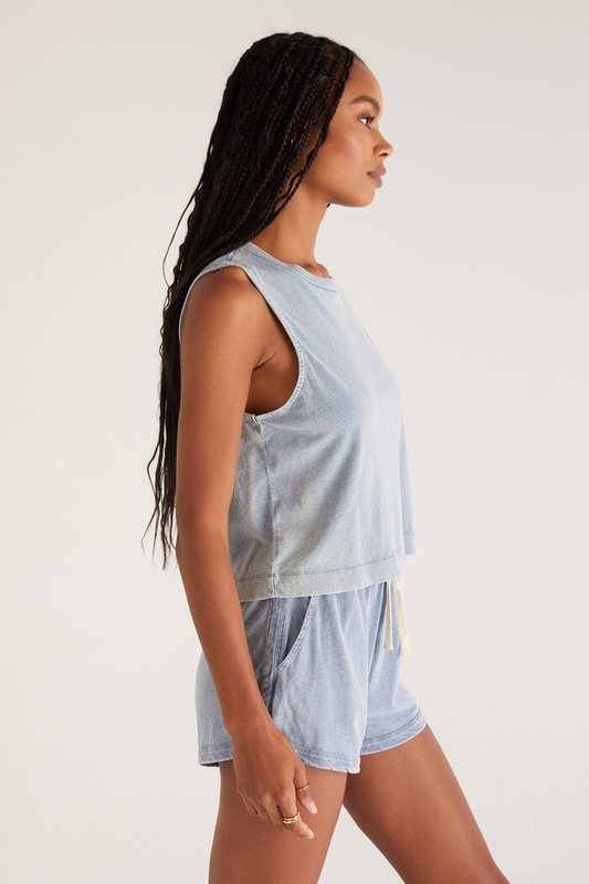 Sloane Jersey Denim Muscle Tank