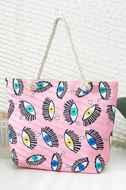 Third Eye Pattern Pink Tote Bag